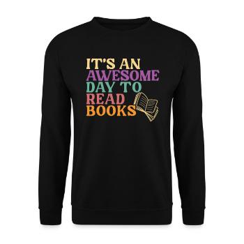 C’est une journée géniale pour lire un rat de bibliothèque - Sweat-shirt Unisexe - noir - Devant - Alina (178cm) & Michal (187cm)