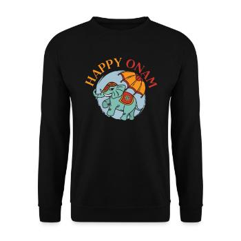 Happy Onam Festival India Holiday Indian Kerala - Unisex Sweatshirt - black - Front - Alina (178cm) & Michal (187cm)
