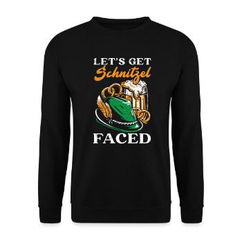 Obtenons Schnitzel Face Buveur de bière - Sweat-shirt Unisexe - noir - Devant - Alina (178cm) & Michal (187cm)