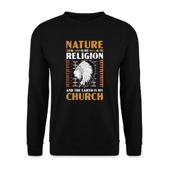 Die Natur ist meine Religion und die Erde ist meine Kirche - Unisex Pullover - Schwarz - Vorne - Alina (178cm) & Michal (187cm)