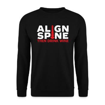 Richten Sie die Wirbelsäule aus und trinken Sie dann den Wein Chiropraktiker Chiro - Unisex Pullover - Schwarz - Vorne - Alina (178cm) & Michal (187cm)