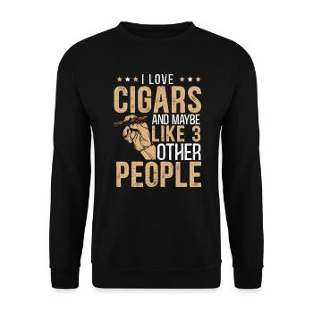 Ich liebe Zigarren und vielleicht wie 3 andere Leute - Unisex Pullover - Schwarz - Vorne - Alina (178cm) & Michal (187cm)