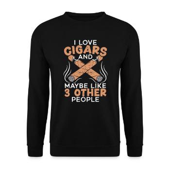 Ich liebe Zigarren und vielleicht wie 3 andere Leute - Unisex Pullover - Schwarz - Vorne - Alina (178cm) & Michal (187cm)