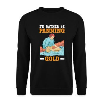 Ich würde lieber den Goldprospektionsbergbau schwenken - Unisex Pullover - Schwarz - Vorne - Alina (178cm) & Michal (187cm)