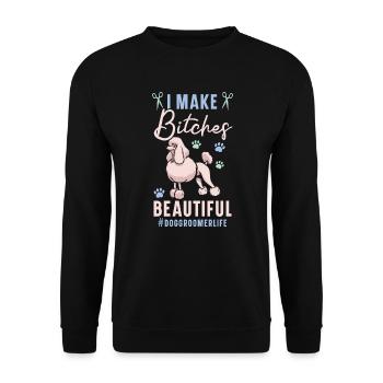Pet Groomer Animal Stylist Fur Artist Furologist - Unisex Sweatshirt - black - Front - Alina (178cm) & Michal (187cm)