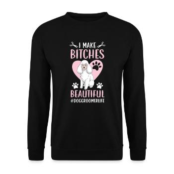 Pet Groomer Animal Stylist Fur Artist Furologist - Unisex Sweatshirt - black - Front - Alina (178cm) & Michal (187cm)