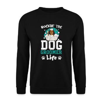 Rockin' The Dog Groomer Life Pet Grooming - Unisex Sweatshirt - black - Front - Alina (178cm) & Michal (187cm)