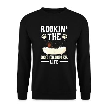 Rockin' The Dog Groomer Life Pet Grooming - Unisex Sweatshirt - black - Front - Alina (178cm) & Michal (187cm)