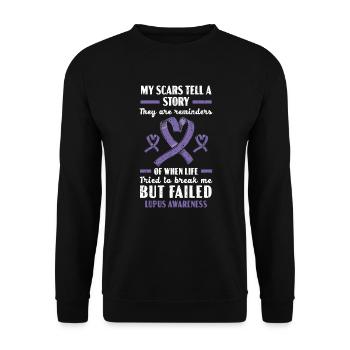 Lupus Bewusstsein Purple Ribbon Autoimmunkrankheit - Unisex Pullover - Schwarz - Vorne - Alina (178cm) & Michal (187cm)