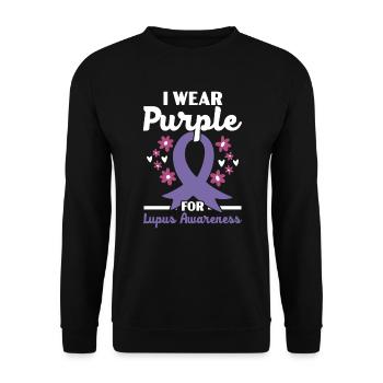 Je porte du violet pour la sensibilisation au lupus SLE Disease - Sweat-shirt Unisexe - noir - Devant - Alina (178cm) & Michal (187cm)