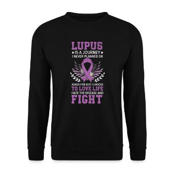 Lupus Bewusstsein Purple Ribbon Autoimmunkrankheit - Unisex Pullover - Schwarz - Vorne - Alina (178cm) & Michal (187cm)