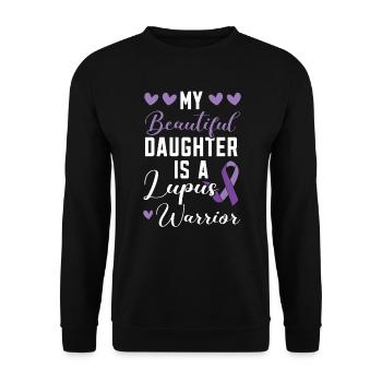 Meine Tochter ist ein Lupus-Krieger Lupus-Bewusstsein - Unisex Pullover - Schwarz - Vorne - Alina (178cm) & Michal (187cm)