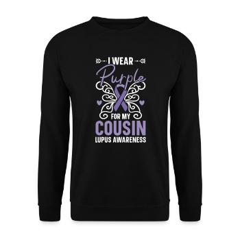 Ich trage Lila für mein Cousin Lupus Bewusstsein - Unisex Pullover - Schwarz - Vorne - Alina (178cm) & Michal (187cm)