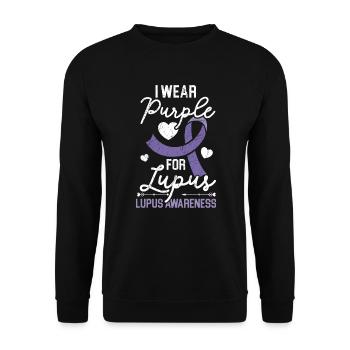 Je porte du violet pour la sensibilisation au lupus SLE Disease - Sweat-shirt Unisexe - noir - Devant - Alina (178cm) & Michal (187cm)