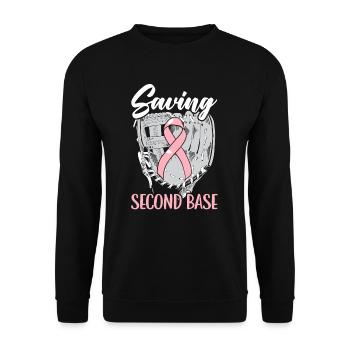 Saving 2nd Base Baseball Player Breast Cancer - Unisex Sweatshirt - black - Front - Alina (178cm) & Michal (187cm)