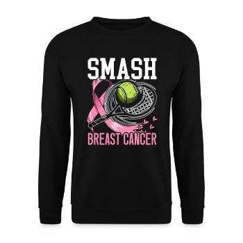 Smash Breast Cancer Badminton Breast Cancer - Unisex Sweatshirt - black - Front - Alina (178cm) & Michal (187cm)