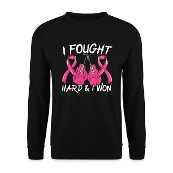 I Fought Hard And I Won Boxer Breast Cancer - Unisex Sweatshirt - black - Front - Alina (178cm) & Michal (187cm)