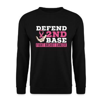 Defend 2nd Base Baseball Breast Cancer Awareness - Unisex Sweatshirt - black - Front - Alina (178cm) & Michal (187cm)