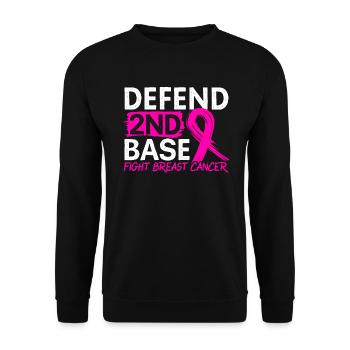 Defend 2nd Base Baseball Breast Cancer Awareness - Unisex Sweatshirt - black - Front - Alina (178cm) & Michal (187cm)