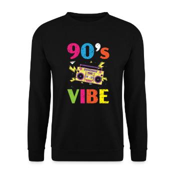90er Jahre Vibe 1990 Vintage Neunziger Party 1990er - Unisex Pullover - Schwarz - Vorne - Alina (178cm) & Michal (187cm)