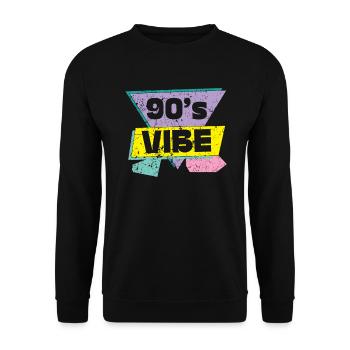 90er Jahre Vibe 1990 Vintage Neunziger Party 1990er - Unisex Pullover - Schwarz - Vorne - Alina (178cm) & Michal (187cm)
