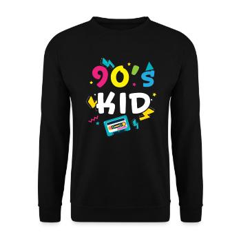 I Love The '90s 1990 Vintage Nineties 90's Kid - Unisex Pullover - Schwarz - Vorne - Alina (178cm) & Michal (187cm)