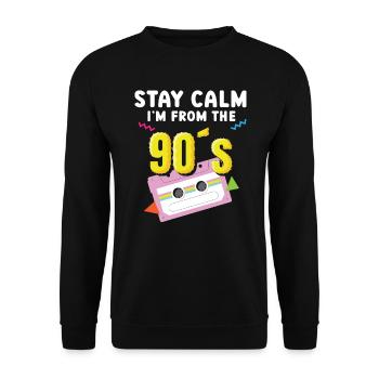 Stay Calm I'm From The 90's Nineties Party 1990er - Unisex Pullover - Schwarz - Vorne - Alina (178cm) & Michal (187cm)
