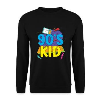 I Love The '90s 1990 Vintage Nineties 90's Kid - Unisex Pullover - Schwarz - Vorne - Alina (178cm) & Michal (187cm)