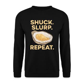 Shuck Slurp Repeat Oyster Seashell Mollusc Animal - Unisex Sweatshirt - black - Front - Alina (178cm) & Michal (187cm)