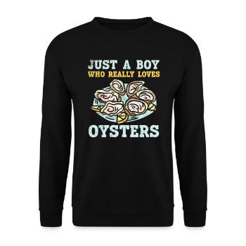 Just A Boy Who Really Loves Oysters Seafood Lover - Unisex Sweatshirt - black - Front - Alina (178cm) & Michal (187cm)
