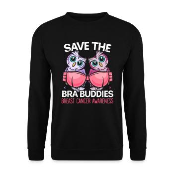 Save The Bra Buddies Brustkrebs Bewusstsein - Unisex Pullover - Schwarz - Vorne - Alina (178cm) & Michal (187cm)