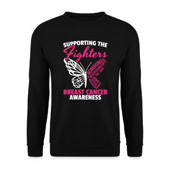 Supporting The Fighters Breast Cancer Awareness - Unisex Sweatshirt - black - Front - Alina (178cm) & Michal (187cm)