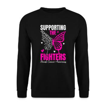 Supporting The Fighters Breast Cancer Awareness - Unisex Sweatshirt - black - Front - Alina (178cm) & Michal (187cm)