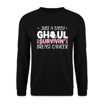 Nur ein frecher Ghul Survivin 'Brustkrebs - Unisex Pullover - Schwarz - Vorne - Alina (178cm) & Michal (187cm)