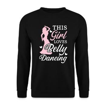 This Girl Loves Belly Dancing Shimmy Belly Dancer - Unisex Sweatshirt - black - Front - Alina (178cm) & Michal (187cm)