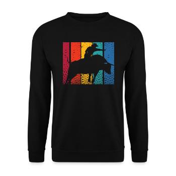 Retro Bull Rider Cowboy Western Rodeo Bull Riding - Unisex Sweatshirt - black - Front - Alina (178cm) & Michal (187cm)