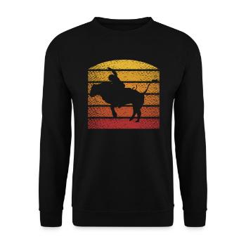 Retro Bull Rider Cowboy Western Rodeo Bull Riding - Sweat-shirt Unisexe - noir - Devant - Alina (178cm) & Michal (187cm)