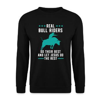 Les vrais cavaliers de taureaux font de leur mieux Rodeo Christian - Sweat-shirt Unisexe - noir - Devant - Alina (178cm) & Michal (187cm)