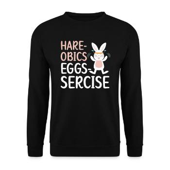 Hare-obics Eggs-sercise Aerobics Instructor Rabbit - Unisex Sweatshirt - black - Front - Alina (178cm) & Michal (187cm)