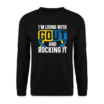 Je vis avec la goutte et la berce conscience de la goutte - Sweat-shirt Unisexe - noir - Devant - Alina (178cm) & Michal (187cm)