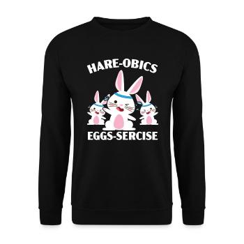 Hare-obics Eggs-sercise Aerobics Instructor Rabbit - Unisex Sweatshirt - black - Front - Alina (178cm) & Michal (187cm)
