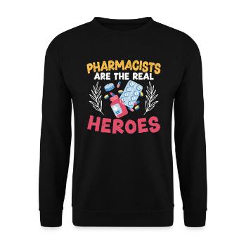 Pharmacists Are The Real Heroes Pharmacy - Unisex Sweatshirt - black - Front - Alina (178cm) & Michal (187cm)