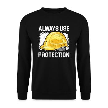 Always Use Protection Job Construction Worker - Unisex Sweatshirt - black - Front - Alina (178cm) & Michal (187cm)