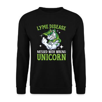 Lyme Disease Messed With The Wrong Unicorn - Unisex Sweatshirt - black - Front - Alina (178cm) & Michal (187cm)