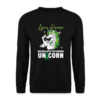 Lyme Disease Messed With The Wrong Unicorn - Unisex Sweatshirt - black - Front - Alina (178cm) & Michal (187cm)