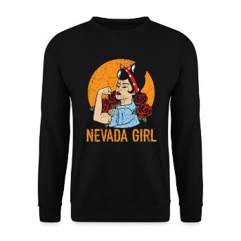 Nevada Mädchen USA Amerika Nevadaner - Unisex Pullover - Schwarz - Vorne - Alina (178cm) & Michal (187cm)