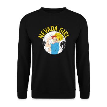 Nevada Mädchen USA Amerika Nevadaner - Unisex Pullover - Schwarz - Vorne - Alina (178cm) & Michal (187cm)