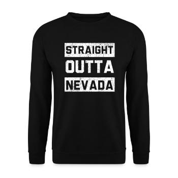 Straight Outta Nevada USA Amerika Nevadaner - Unisex Pullover - Schwarz - Vorne - Alina (178cm) & Michal (187cm)