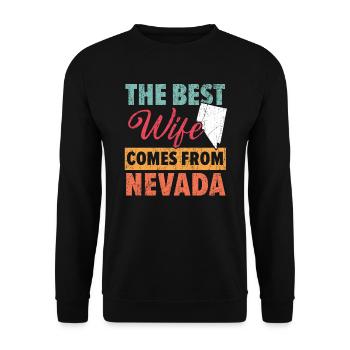 Die beste Frau kommt aus Nevada USA Nevadaner - Unisex Pullover - Schwarz - Vorne - Alina (178cm) & Michal (187cm)