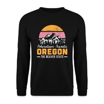L’aventure attend l’Oregon The Beaver State USA - Sweat-shirt Unisexe - noir - Devant - Alina (178cm) & Michal (187cm)